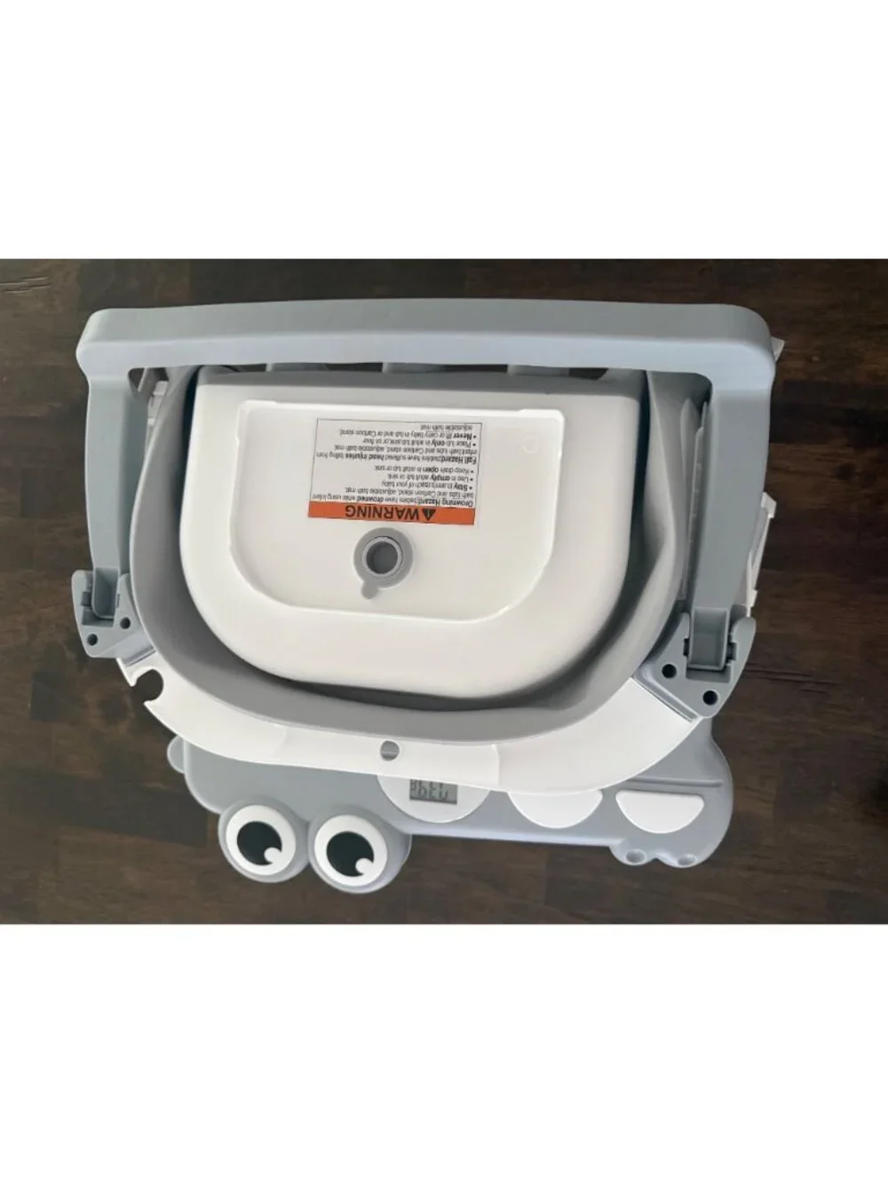 Foldable Baby Bath Tub With Dinosaur Cushion & Digital Thermometer - Gray & Whit